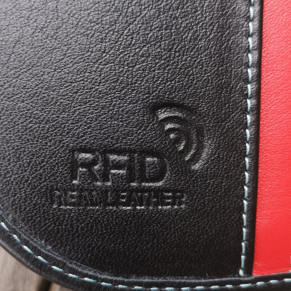 Women's Black and Red Leather Wallet - Picture 10 of 12